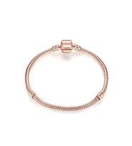 925 Ayar Cham Uyumlu Yılan Zincir Gümüş Üzeri Altın Kaplama Kadın Bileklik-rose Gold