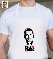 BK Gift Kişiye Özel Godfather Baba Silüet Tasarımlı Beyaz Mutfak Önlüğü-13