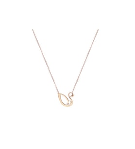 Batu Gümüş Altın Kaplama 925 Ayar Gümüş 0,02 Karat Pırlanta Taşlı Kuğu Kadın Kolye (Rose)