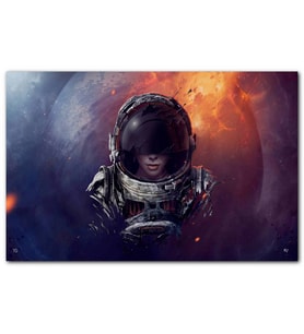 Cakatablo  Uzay Güneş Işığı Astronot Görseli MDF Tablo