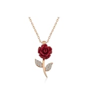 Kırmızı Gül Tasarımlı Gümüş Kolye Rose
