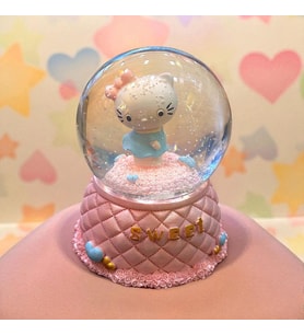 Püskürtmeli Müzikli Işıklı Büyük Boy Genç Kız Çocuk Hediyesi Dekoratif Hello Kitty Kar Küresi Pembe Mavi (Pudra Pembe)