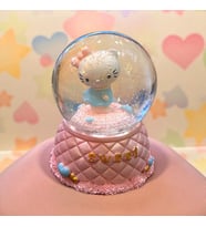 Püskürtmeli Müzikli Işıklı Büyük Boy Genç Kız Çocuk Hediyesi Dekoratif Hello Kitty Kar Küresi Pembe Mavi (Pudra Pembe)