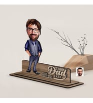 BK Gift Kişiye Özel 3D Kabartma İsimli Baba Karikatürlü Ahşap Biblo-11, Babaya Hediye, Babalar Günü Hediyeleri