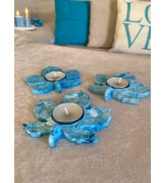 Üçlü Tealight Mumluk,Dekoratif Mumluk,Hediyelik Mumluk,Yaprak Şekilli Mumluk