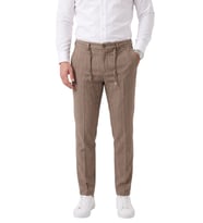 DeepSEA Erkek Slim Fit Kırçıllı Kahve Kumaş Pantolon – İpli Esnek Bel Likralı Spor Şık Pantolon 2700252