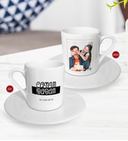BK Gift Kişiye Özel Babalar Günü Hediyesi Fotoğraflı Türk Kahvesi Fincanı-37 (Beyaz)