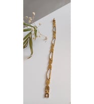 ÇELİK BİLEKLİK ERKEK  ÜNİSEKS GOLD 19 CM AYARLANABİLİR ERKEK & KADIN 14 AYAR GOLD ALTIN RENGİNDE