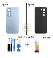 Infinix Hot 50 Pro Mavi Uyumlu Arka Kapak + Yapıştırıcı ve Vida Seti Arka Cam Batarya Pil Kapağı