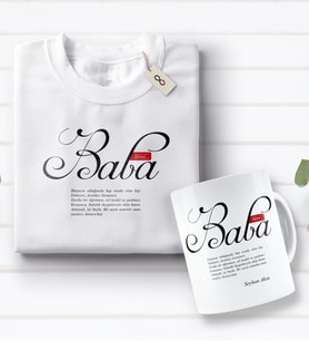 BK Gift Kişiye Özel Baba Anlamı Tasarımlı Beyaz Tişört ve Kupa Seti-1 (Model 1)