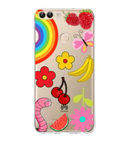PrintiFy Huawei P Smart 2018 ile Uyumlu 1mm Slim Fit Water Color 5 Baskılı Şeffaf  Kılıf