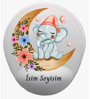 Kişiye Özel Fili Desenli Mouse Pad Bilek Destekli