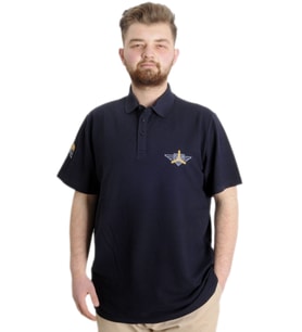 Mode XL Büyük Beden Erkek T-shirt Polo AIRFORCE 23337 Lacivert
