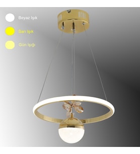 TT037-YUV-SR TT Aydınlatma Halka Model Gold Sarı Kaplama Tek Toplu Led Avize