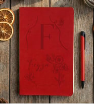 Kişiye Özel Çiçekli F Harfli Defter Doğum Günü Hediyesi (Kırmızı)