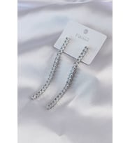 Gümüş Renk Zirkon Taşlı Kadın Küpe