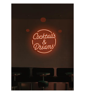 Coctails & Dreams Yazılı Neon Tabela