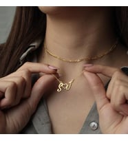 Kişiye Özel 925 Ayar Gümüş Çift Harf Kalp Kolye Kadınlar Günü Özel Hediye (Gold)