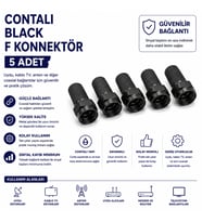 Contalı Black F Konnektör 5'li