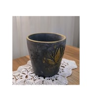 2 Adet Beton Çiçek ve Bonsai Saksısı Antrasit Gold Eskitme