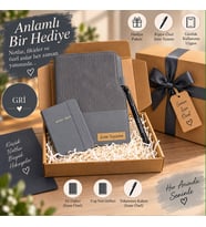 Kişiye Özel Tasarım Hediye Seti - Tarihsiz Ajanda Not Defteri ve İsimli Tükenmez Kalem - Momento - Sevgiliye, Aileye, Doğum Günü, Yıl Dönümü, Anneler Günü & Babalar Günü Hediyesi