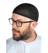 Gold Lüks Dantel Örme Namaz Takkesi Siyah 1 Adet