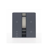 Hyperion Gardrop 14 Raflı 4 Çekmeceli Tek Askılı 220x44x243 Antrasit-Antrasit/Antrasit