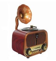 ULTRATEKNO MD-1319BT Nostaljik gramofon Görünümlü Retro Bluetooth Hoparlör – Şık ve Nostaljik Hediye (Bordo)