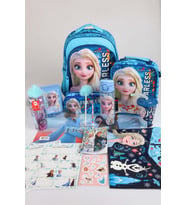 x Dekomus Lisanslı "Fearless Collection" Elsa Frozen Okul ve Kırtasiye Seti Okul,Termoslu Beslenme ve Kalem Çantası,Matara,Beslenme Kabı