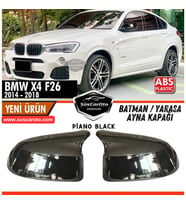 BMW X4 F26 2014-2018 Uyumlu Batman Yarasa Ayna Kapağı Piano Black ABS Plastik Sağ Sol Takım