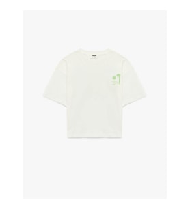 Koton Bisiklet Yaka Ekru Kız Çocuk T-Shirt 6SKG10151AK