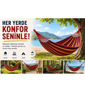 Çift Kişilik Hamak 260X150 Cm Kolay Kurulabilir Bahçe Balkon Kamp Salıncak Hamak Çantalı