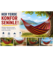 Çift Kişilik Hamak 260X150 Cm Kolay Kurulabilir Bahçe Balkon Kamp Salıncak Hamak Çantalı