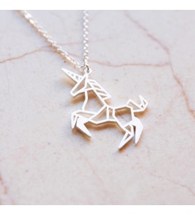 kişiye özel origami unicorn gümüş kolye