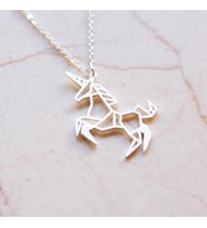 kişiye özel origami unicorn gümüş kolye