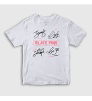 Presmono Unisex Çocuk Beyaz Tanda Tangan Blackpink T-Shirt 294109tt (Beyaz)