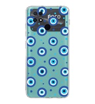 PrintiFy Xiaomi Poco C40 ile Uyumlu 1mm Slim Fit Nazar Boncuğu 1 Baskılı Şeffaf  Kılıf