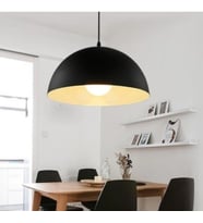 RİOLİGHT RETRO SİYAH İÇİ BEYAZ TEKLİ METAL SARKIT ÇAP: 30CM