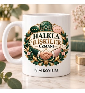 Halkla İlişkiler Uzmanı Kupa Bardak Tokalaşma ve Konuşma Balonu Tasarımı