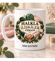 Halkla İlişkiler Uzmanı Kupa Bardak Tokalaşma ve Konuşma Balonu Tasarımı