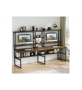 Zizuva Tasarım İki Kişilik  Raflı Ergonomik Çalışma Masası