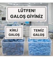 Lütfen Galoş Giyiniz BEYAZ Uyarı Levhası – Temiz Kirli Galoş Set01