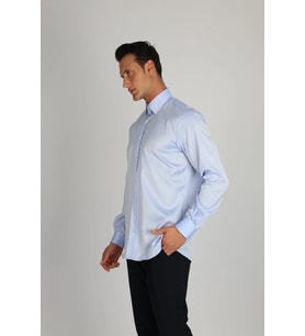 ENZO FERRETTI EF13 R 551 A.MAVİ NON-IRON  ÇİFT KAT İPLİK, REGULAR FIT,ERKEK GÖMLEK (Açık Mavi)