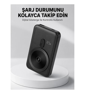 Mey İthalat® LCD Ekranlı Kablosuz Powerbank Type C ve USB Çıkışlı Yeni Nesil