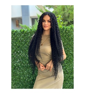 Afro Siyah Yeni Tül Peruk Model