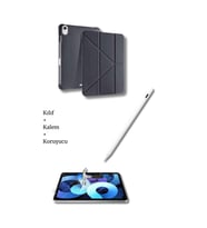 iPad A16 11. Nesil ve 10. Nesil A3355 A2757 Uyumlu Tablet Kılıfı Tablet Kalemi Ekran Koruyucu Set (Siyah)