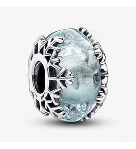 Nur Silver Kış Mavi Kar Tanesi Murano Gümüş Charm NUR-CM00374
