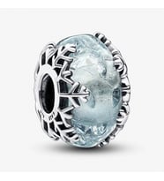 Nur Silver Kış Mavi Kar Tanesi Murano Gümüş Charm NUR-CM00374