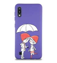 Samsung Galaxy M10 Uyumlu Lansman Kılıf Aşk Tasarımlı İçi Kadife Kapak-Mor (Şeffaf)