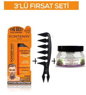 Fontenay Pudra Toz Wax Turuncu 20gr +Şekil Tarağı 044+ Face And Body Scrub Böğürtlen 350ml 3'Lü Set